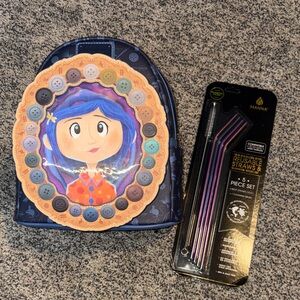 Loungefly - Coraline Backpack (comes w/ Manna Reusable Straws)